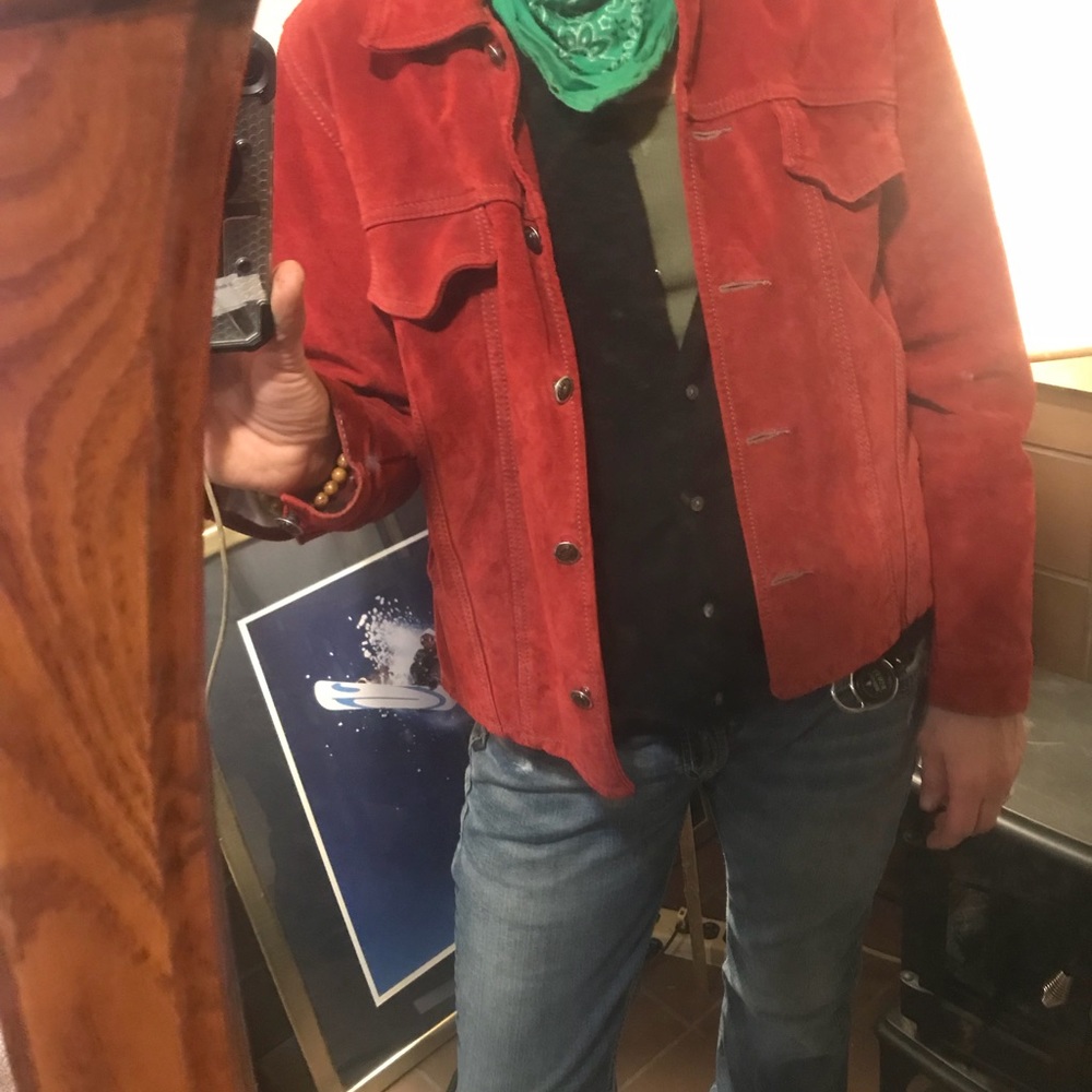 Red suede leather jacket